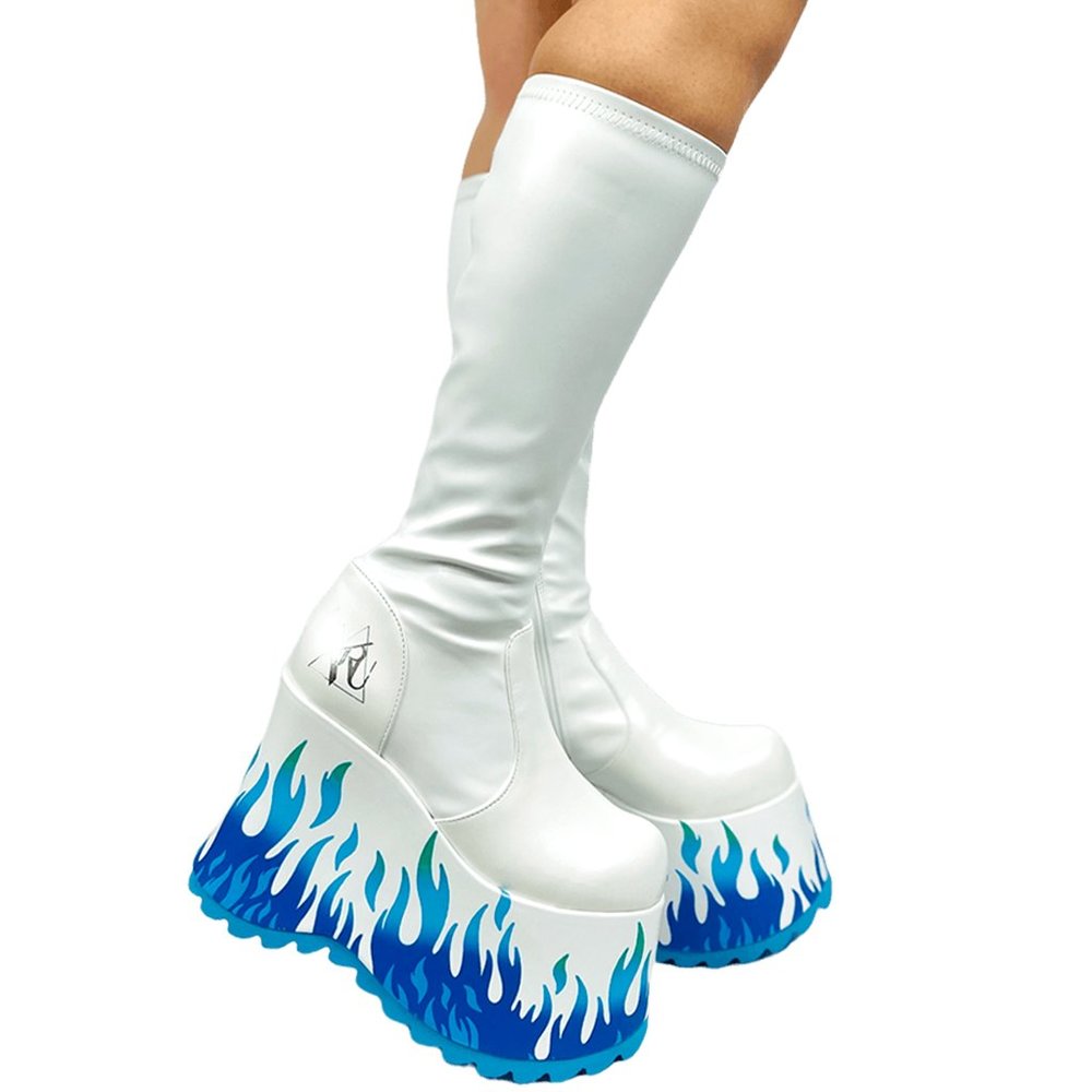 YRU Zen Platform Boots in White - Picture 1 of 5